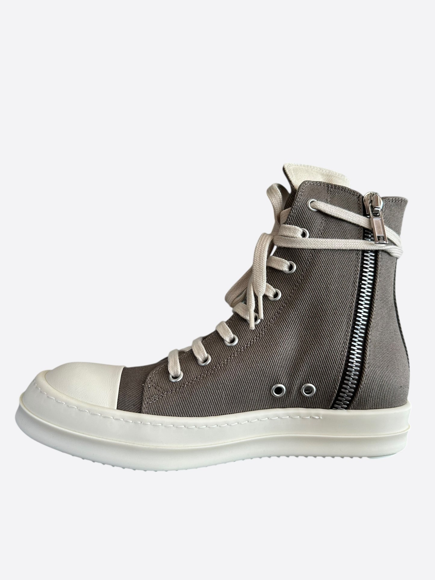 Rick Owens Dust & White Pentagram High Top Sneakers