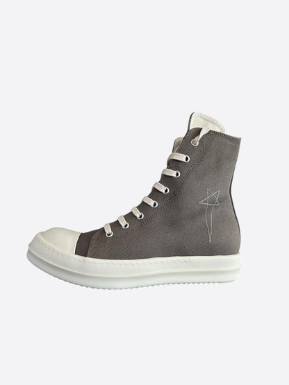 Rick Owens Dust & White Pentagram High Top Sneakers