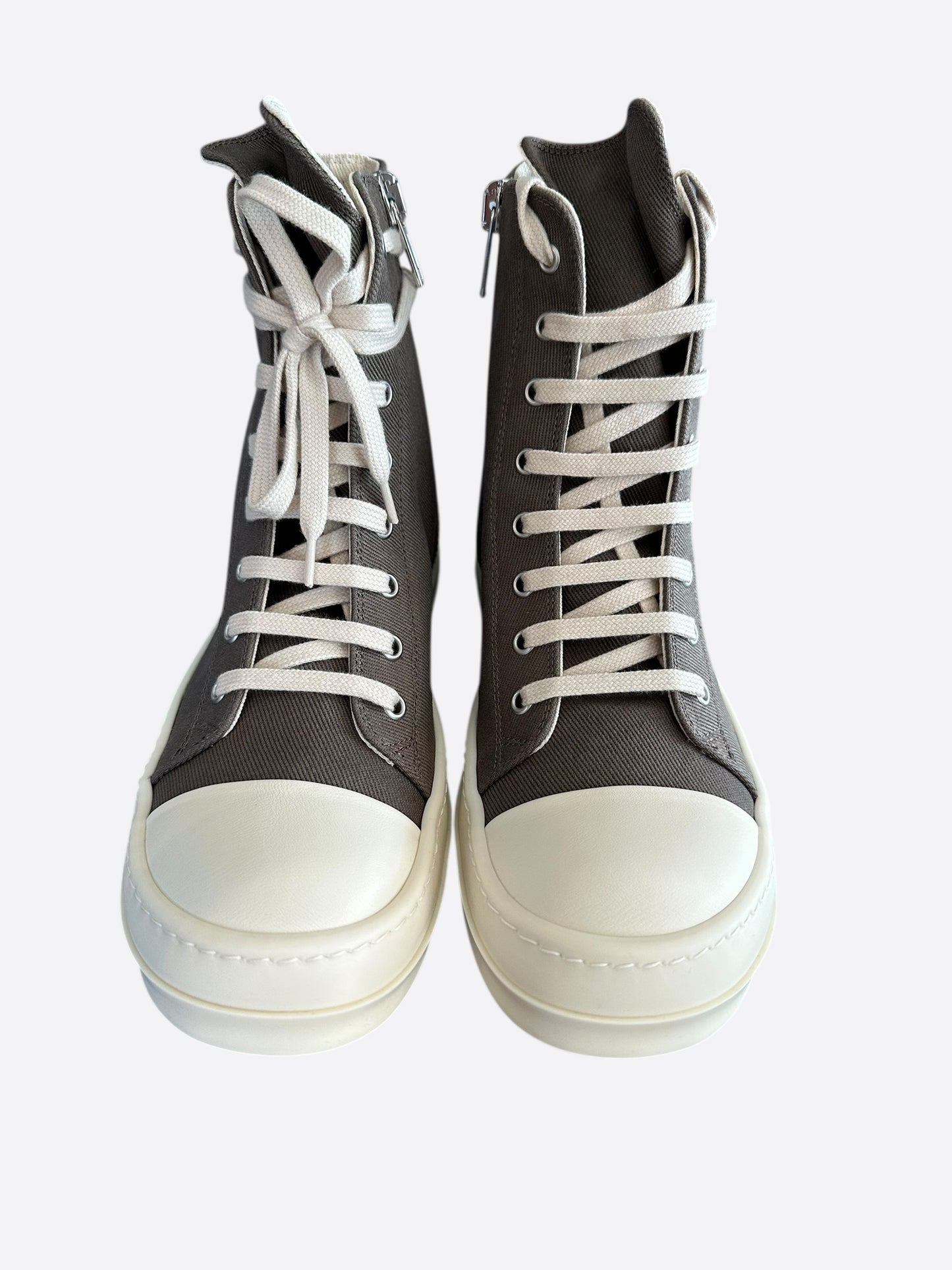 Rick Owens Dust & White Pentagram High Top Sneakers