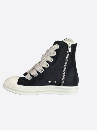 Rick Owens Black & White Leather Jumbo Lace High Top Sneakers