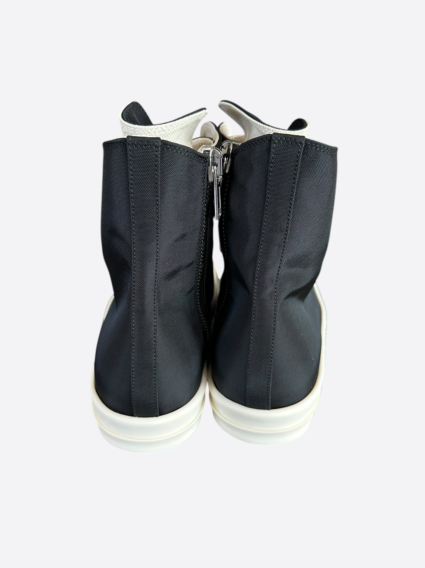 Rick Owens Black & White Leather Jumbo Lace High Top Sneakers