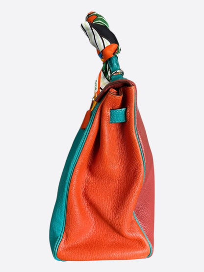 Hermes Blue & Multicolor Togo Retourne Kelly 35