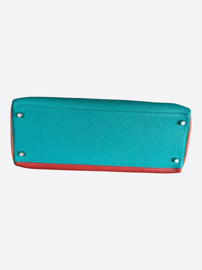 Hermes Blue & Multicolor Togo Retourne Kelly 35