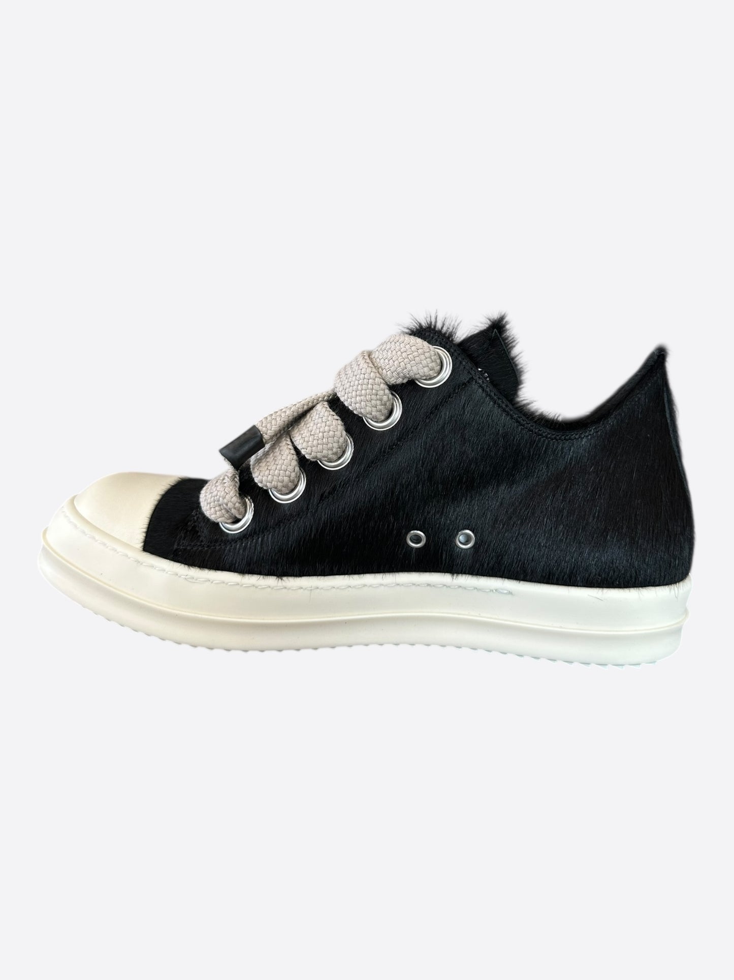 Rick Owens Black Jumbo Lace Low Top Sneakers
