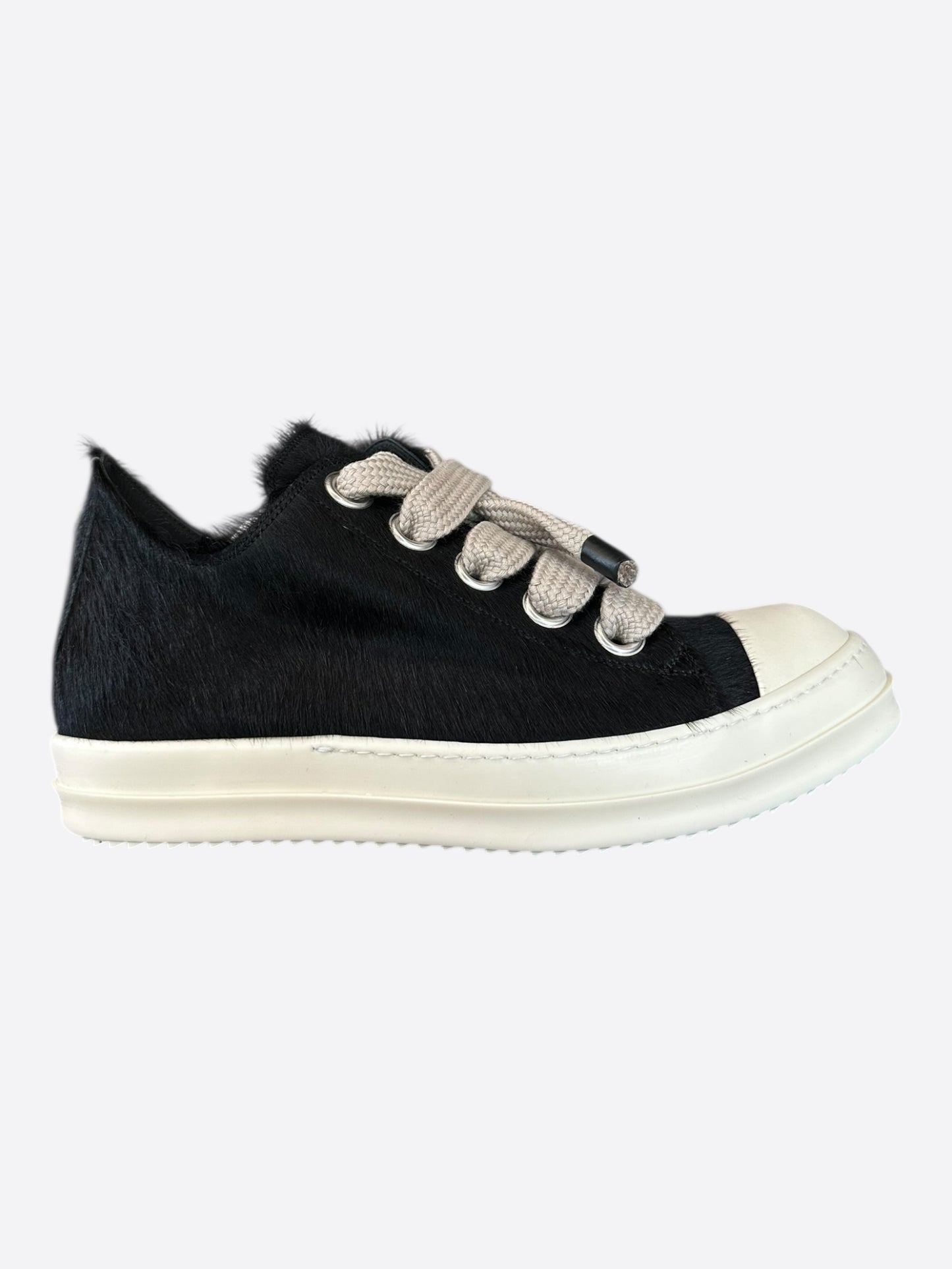 Rick Owens Black Jumbo Lace Low Top Sneakers