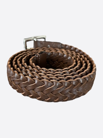 Amiri Brown Woven Leather Belt