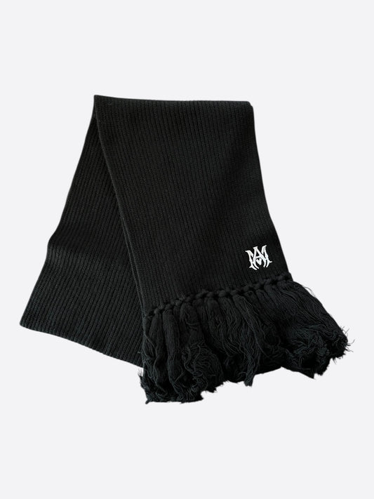 Amiri Black & White Wool Knit MA Logo Scarf