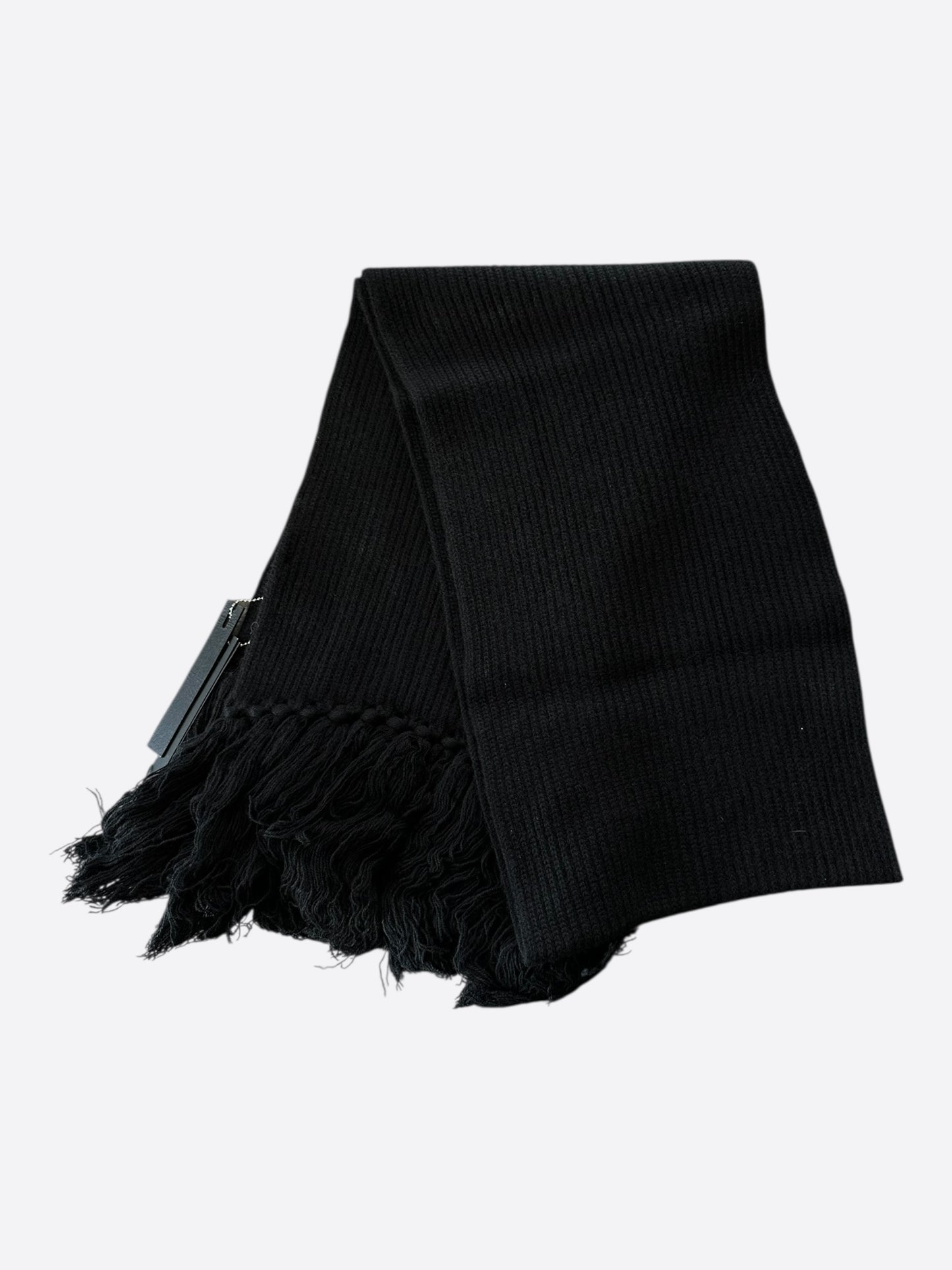 Amiri Black & White Wool Knit MA Logo Scarf