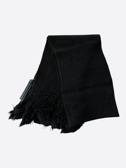 Amiri Black & White Wool Knit MA Logo Scarf