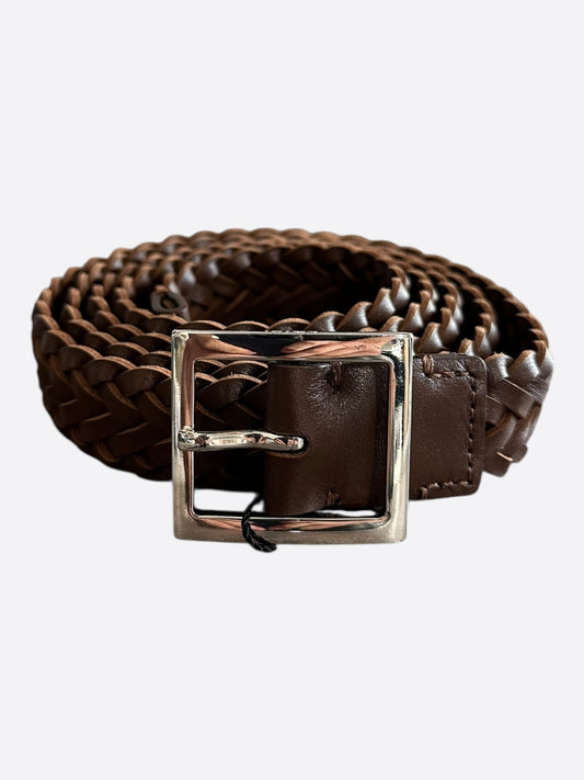 Amiri Brown Woven Leather Belt