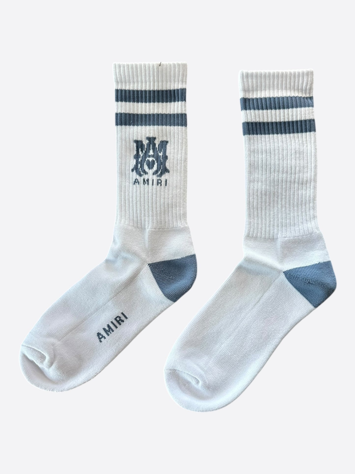 Amiri White & Blue MA Logo Socks