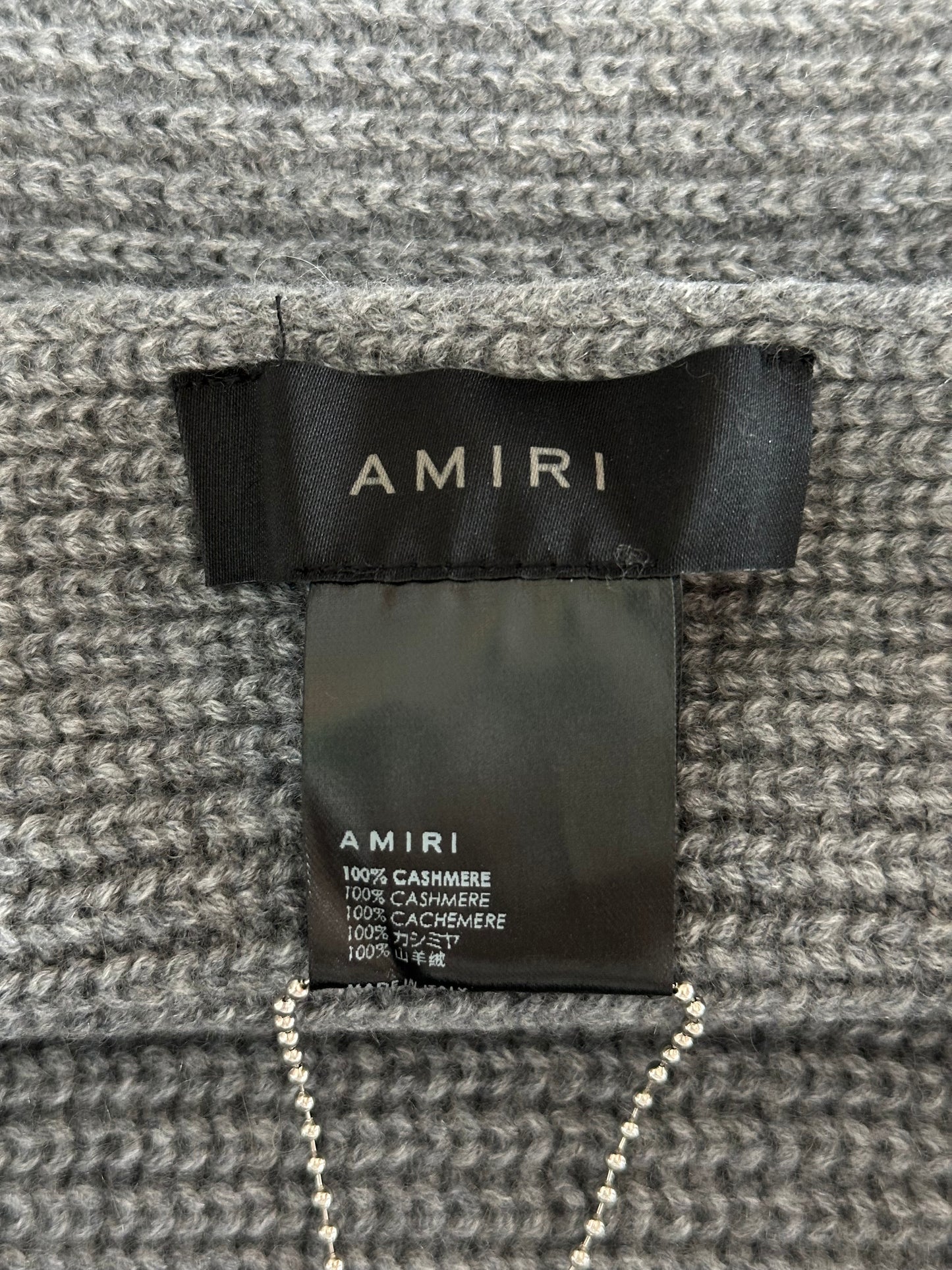 Amiri Grey & Black Wool Knit MA Logo Scarf