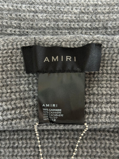 Amiri Grey & Black Wool Knit MA Logo Scarf