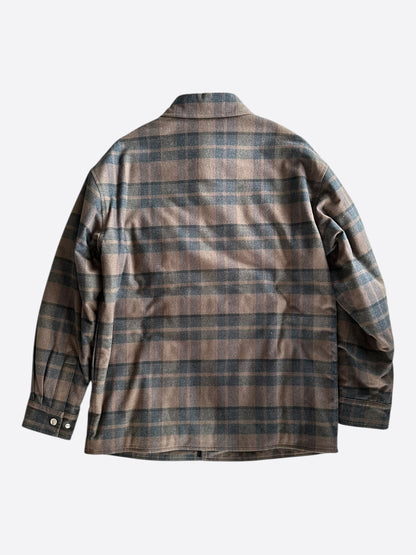 Amiri Brown Plaid MA Logo Padded Overshirt
