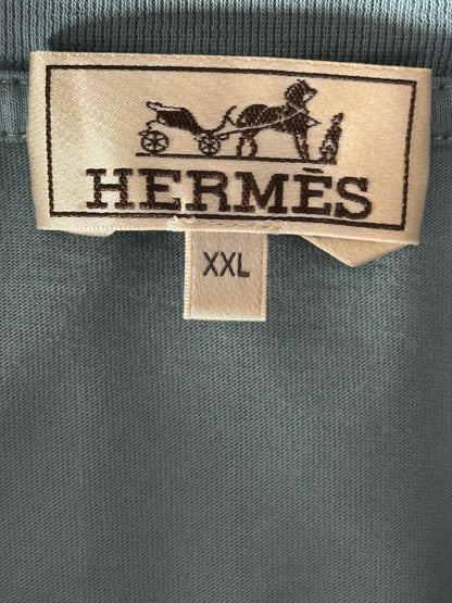 Hermes Blue Jeu d'Adresse Leather Patch T-Shirt