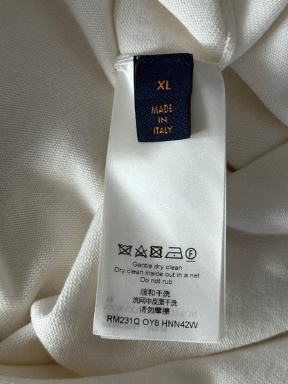 Louis Vuitton White & Grey Pin Logo Embroidered T-Shirt