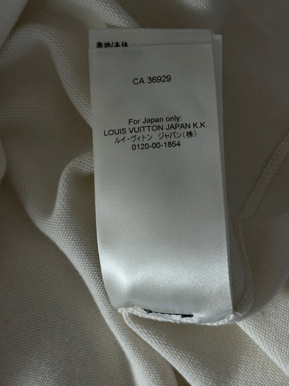 Louis Vuitton White & Grey Pin Logo Embroidered T-Shirt