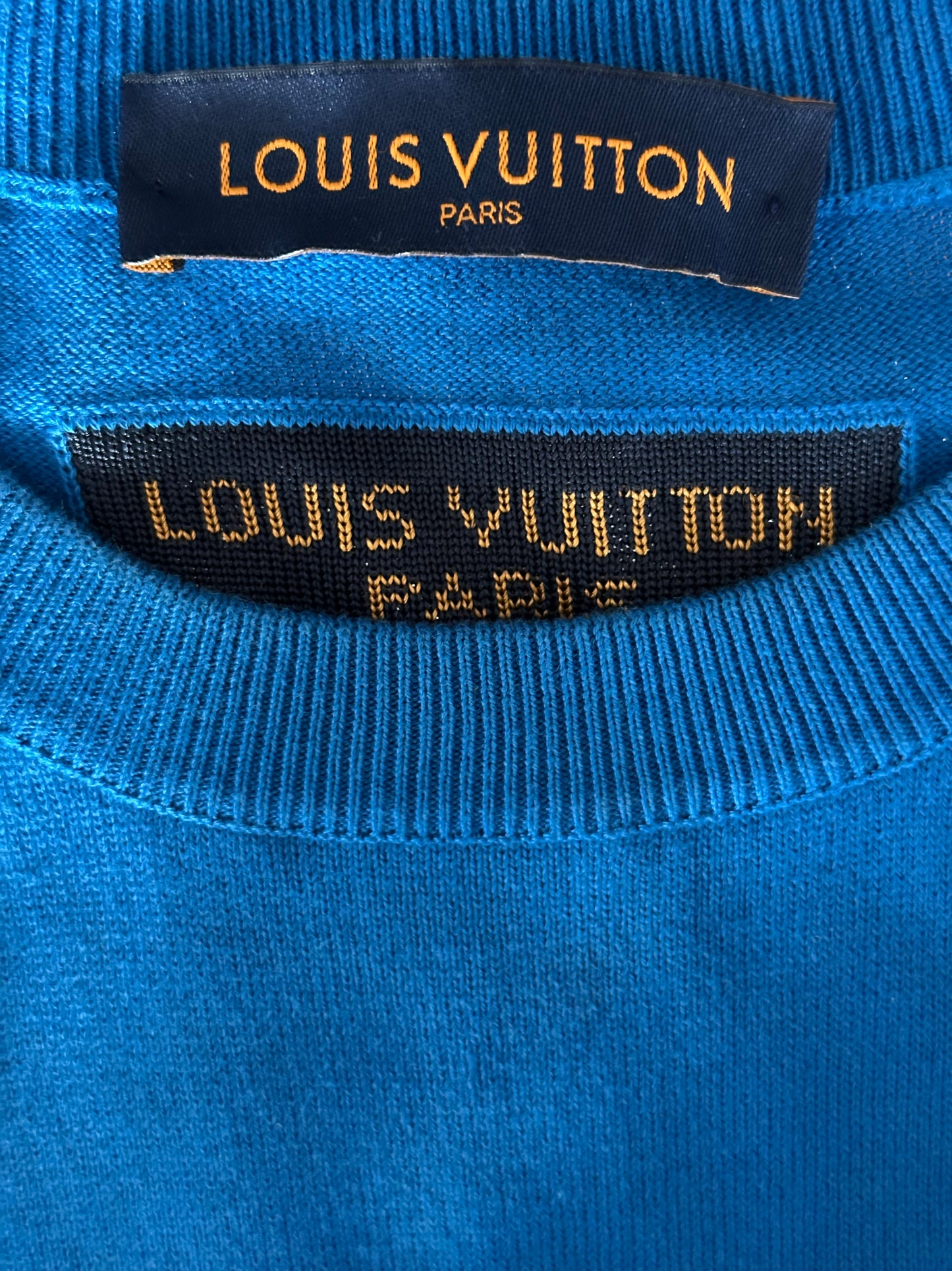 Louis Vuitton Blue & White Everyday Logo Intarsia T-Shirt