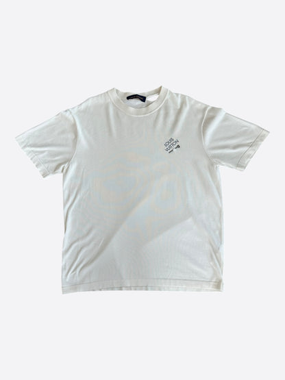 Louis Vuitton White & Grey Pin Logo Embroidered T-Shirt