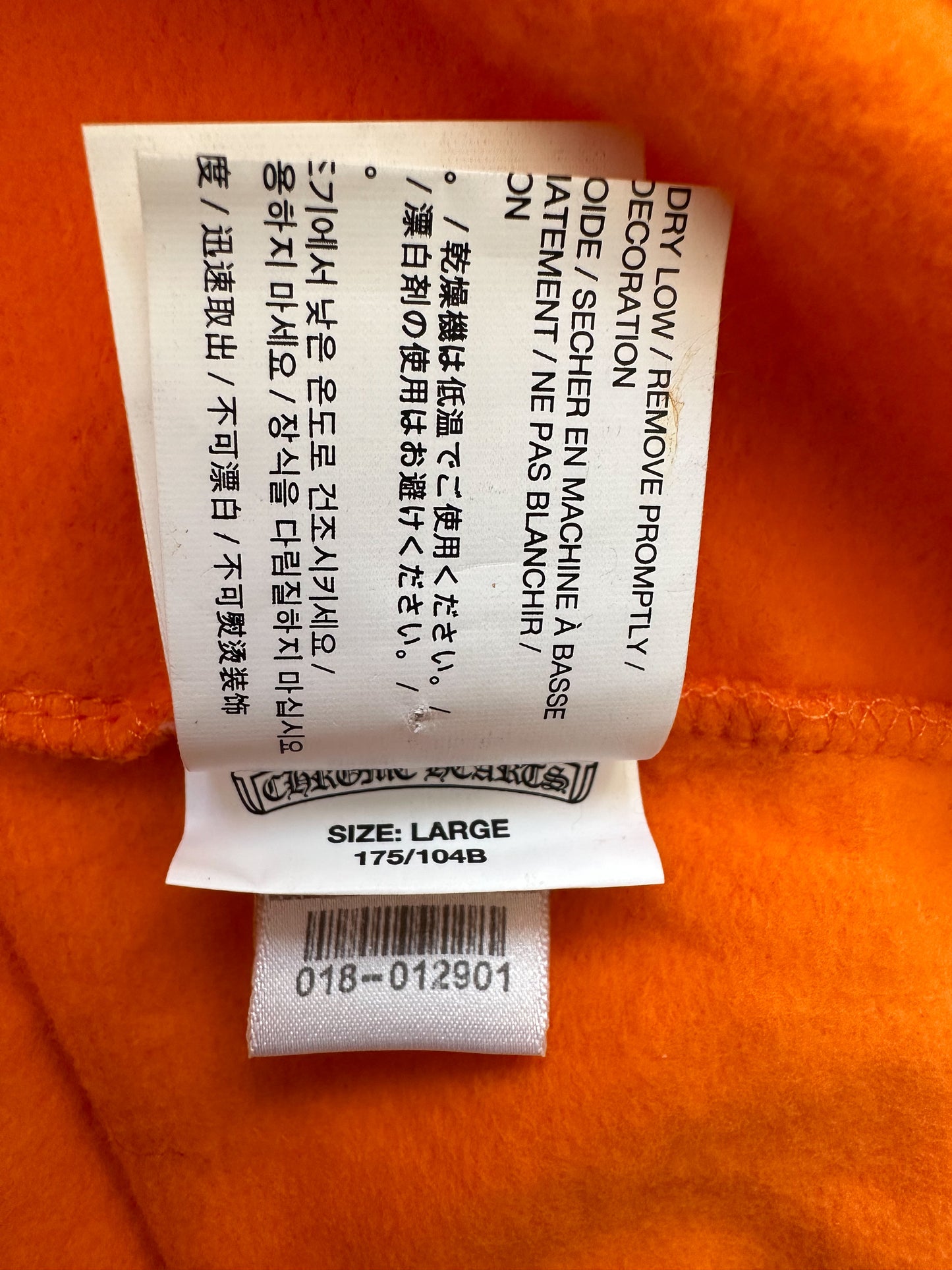 Chrome Hearts Off-White Orange & Black Scroll Logo Hoodie