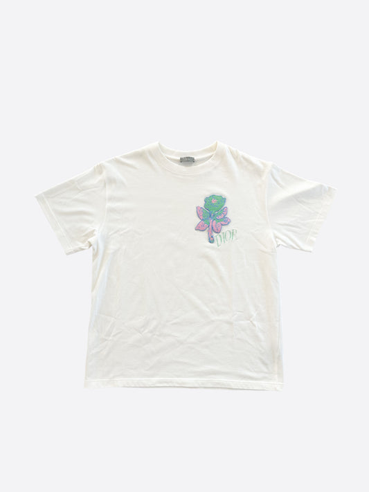 Dior Alex Fonton White Flower Embroidered T-Shirt