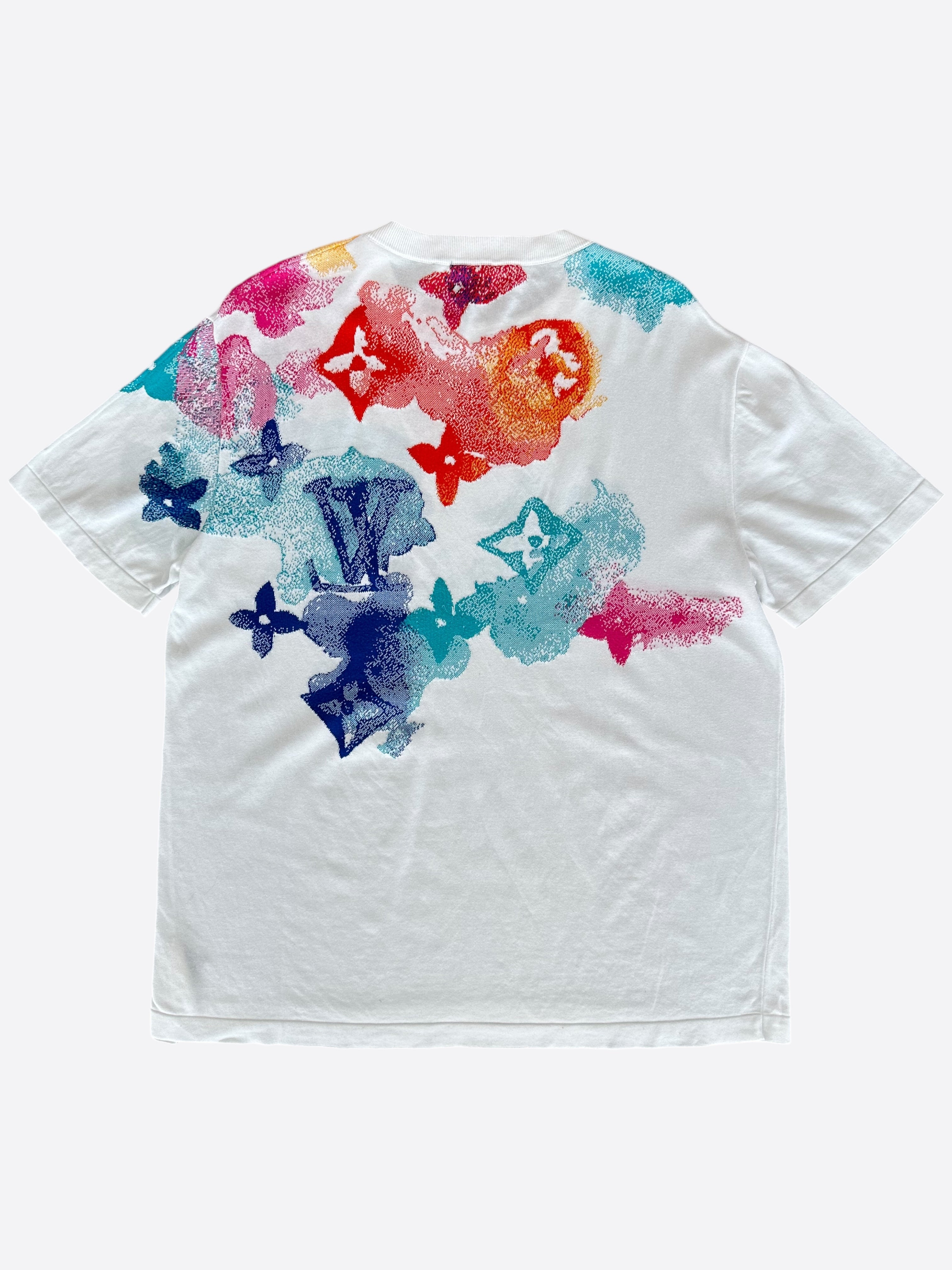LOUIS VUITTON カラフルTシャツ Louis Vuitton White Multicolor Watercolor Monogram T-Shirt – Savonches