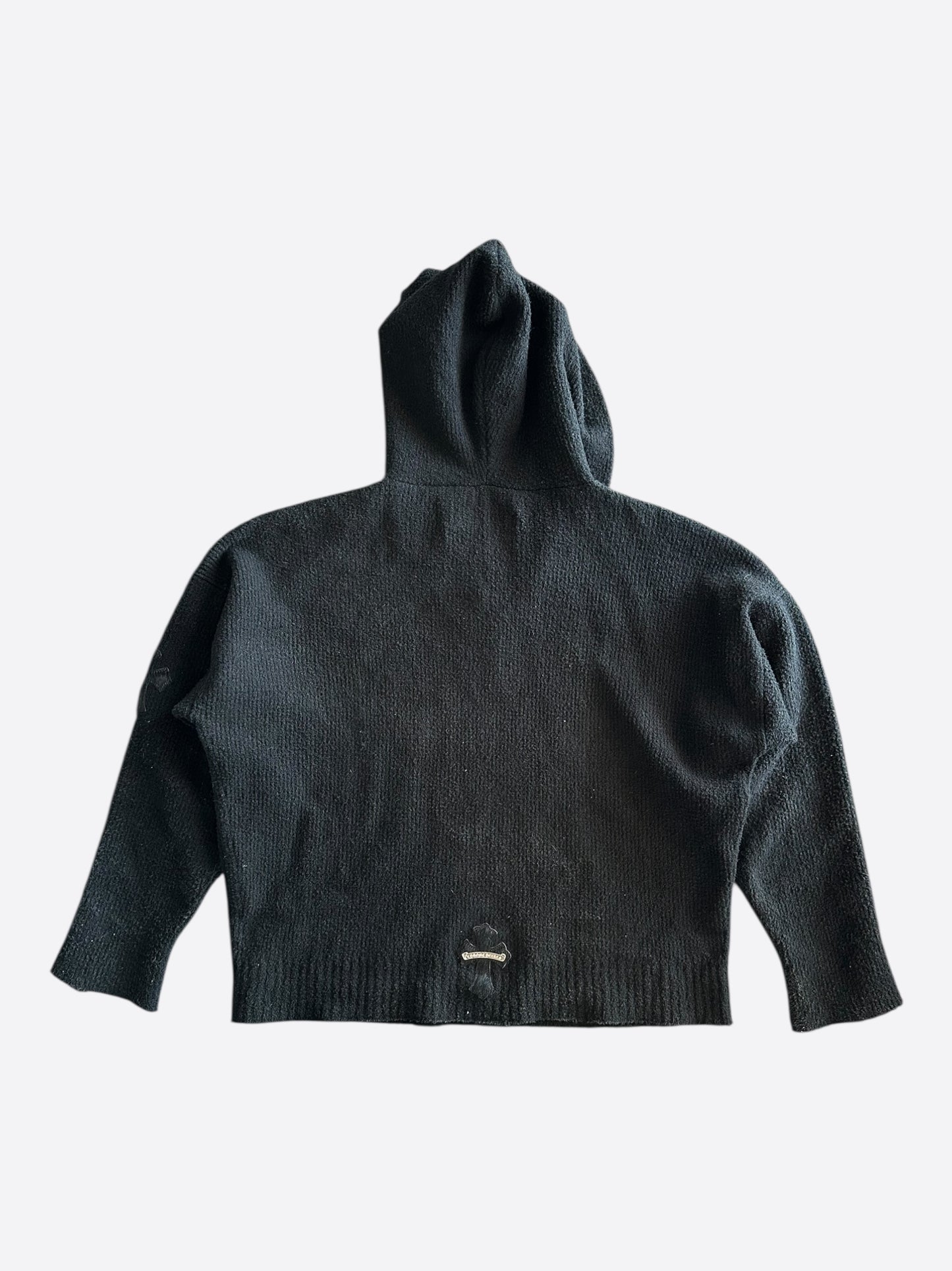 Chrome Hearts Black Ponyhair Cross Patch Knitted Hoodie