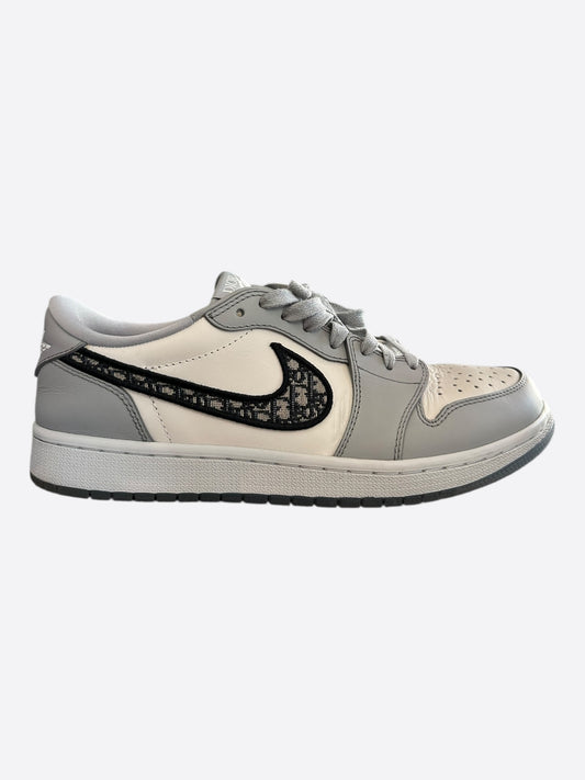 Dior Air Jordan Grey & White Oblique Low Top Sneakers