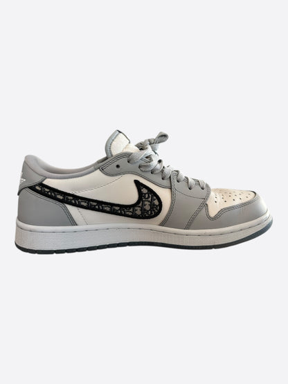 Dior Air Jordan Grey & White Oblique Low Top Sneakers