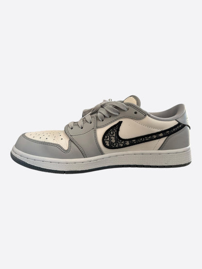 Dior Air Jordan Grey & White Oblique Low Top Sneakers