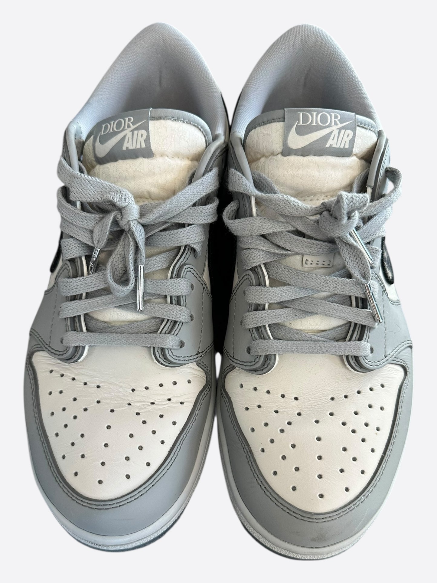 Dior Air Jordan Grey & White Oblique Low Top Sneakers