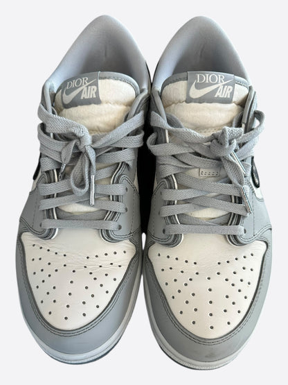 Dior Air Jordan Grey & White Oblique Low Top Sneakers