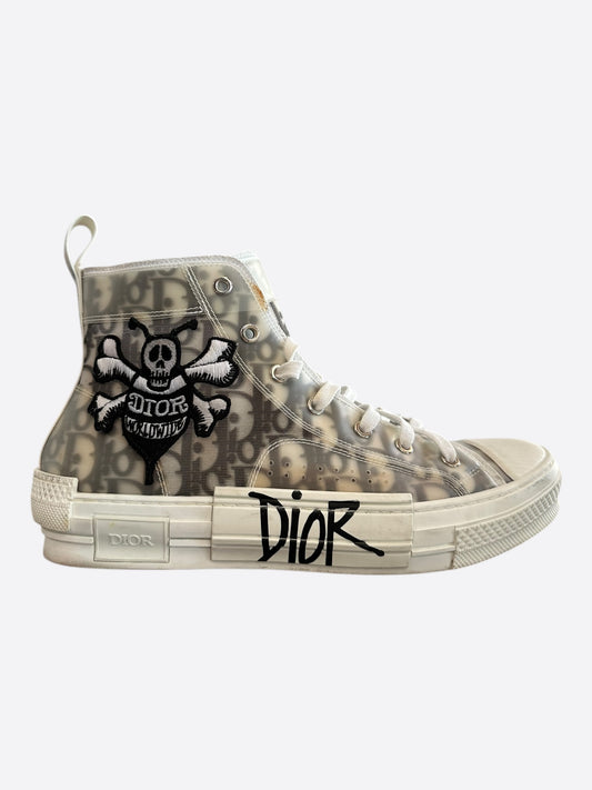 Dior Stussy White & Black Bee Oblique B23 Sneakers