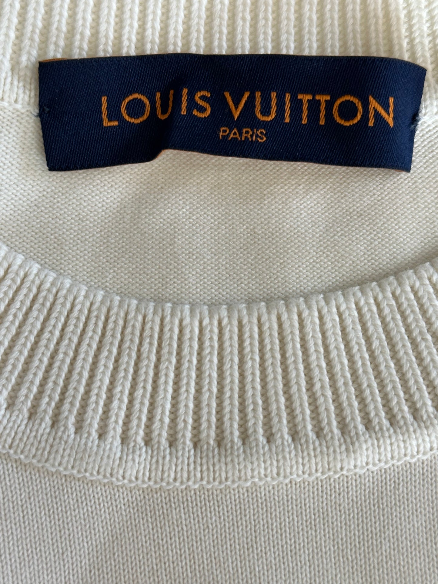 Louis Vuitton White & Yellow Pin Logo Embroidered T-Shirt