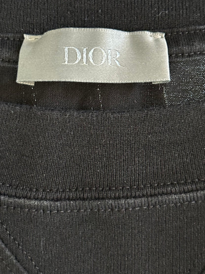 Dior Black & White Heart CD Embroidered Logo T-Shirt