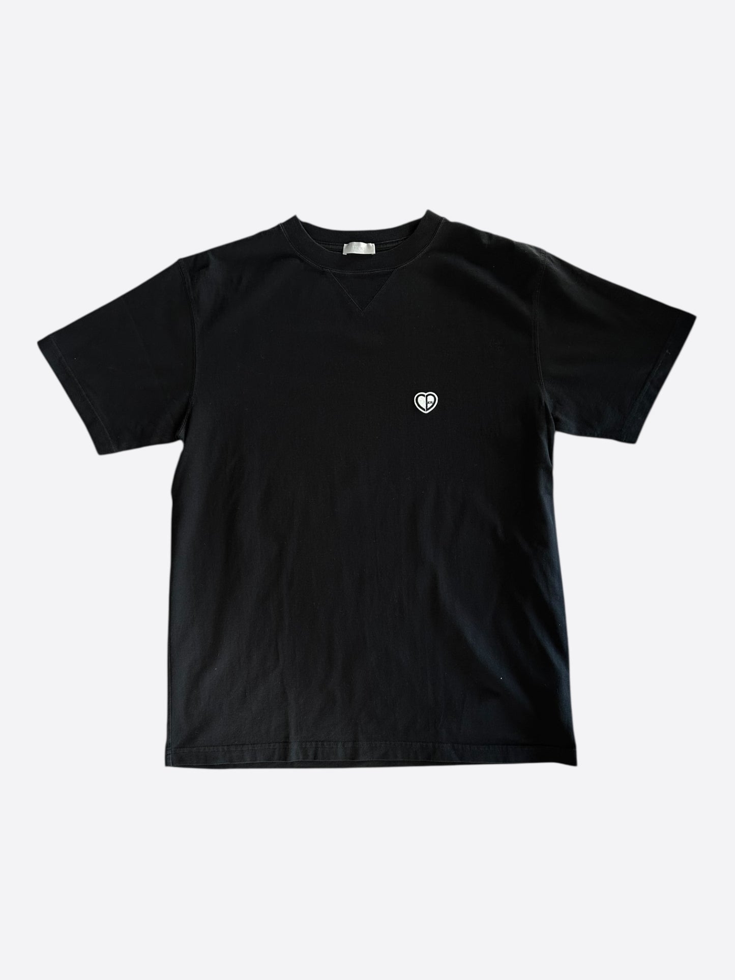 Dior Black & White Heart CD Embroidered Logo T-Shirt