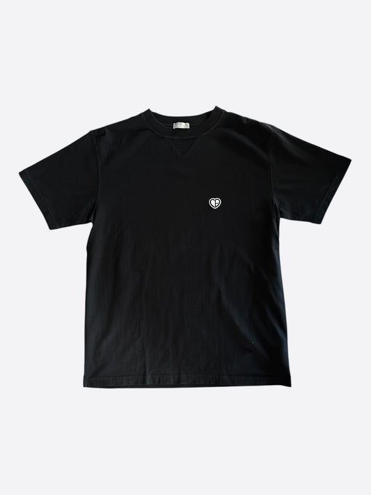 Dior Black & White Heart CD Embroidered Logo T-Shirt