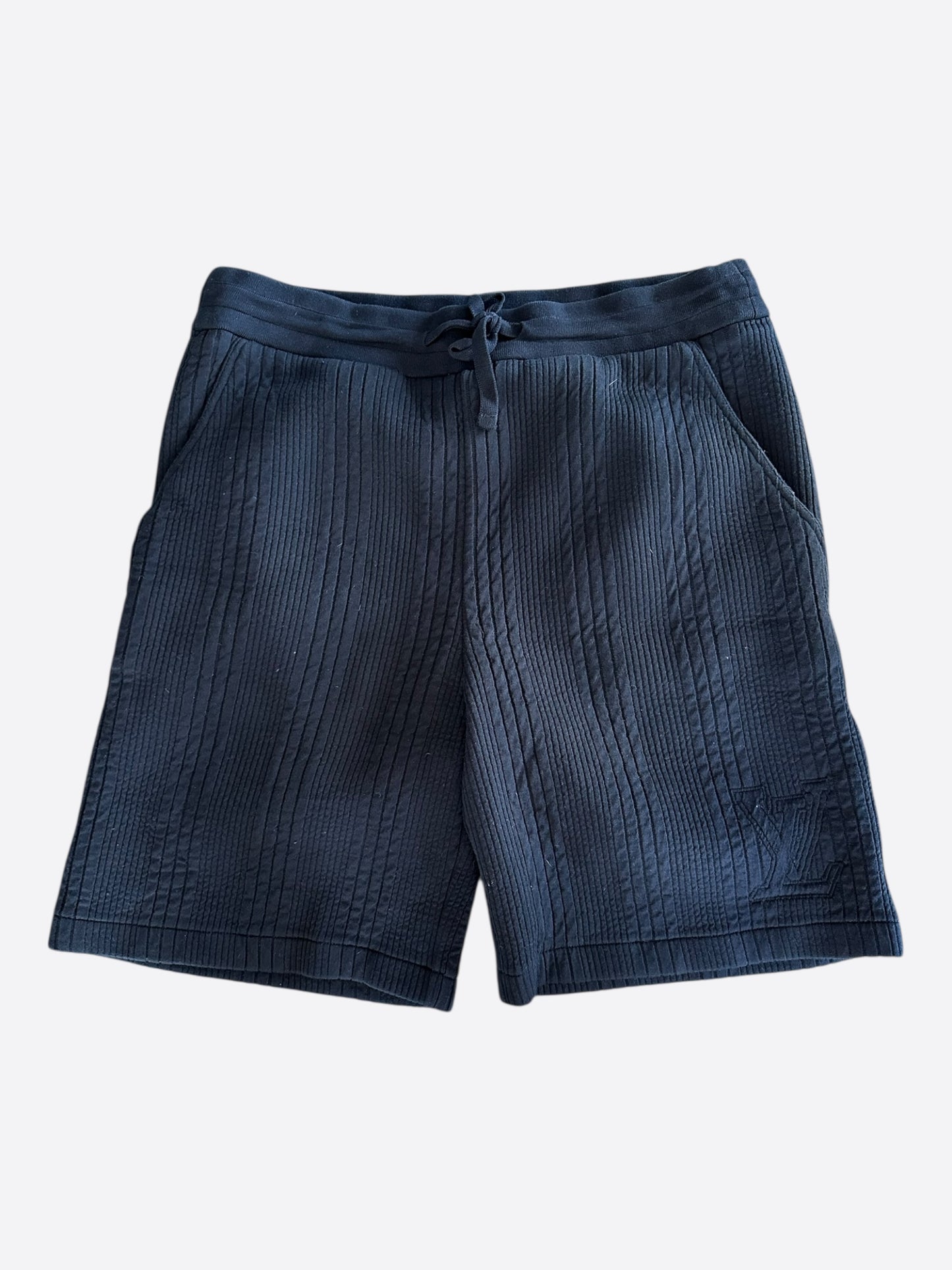 Louis Vuitton Navy Embroidered Logo Shorts