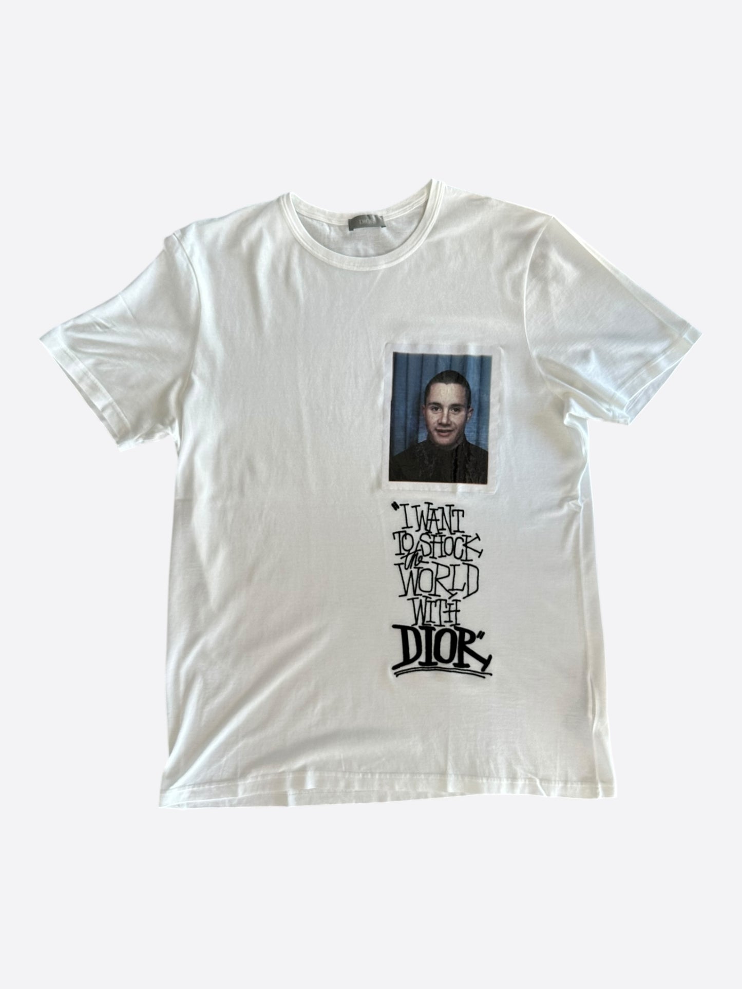 Dior Stussy White "I Want To Shock The World With Dior" T-Shirt