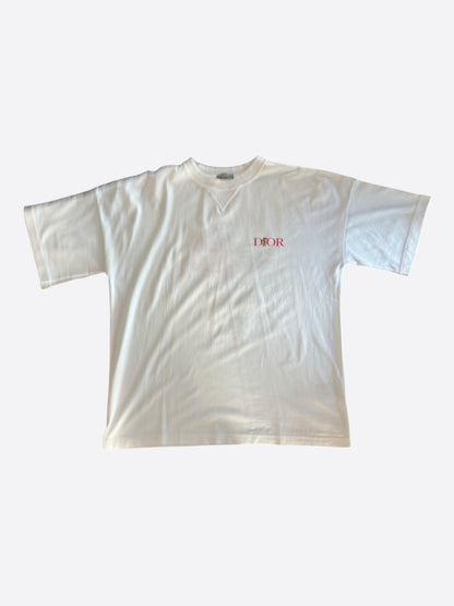 Dior Jardin White & Red Flower Logo Embroidered T-Shirt