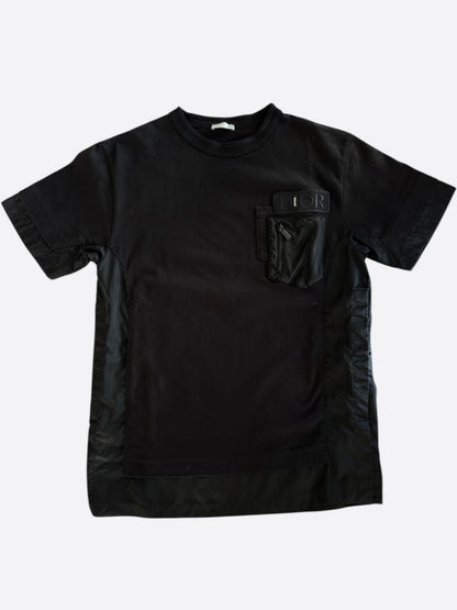 Dior Sacai Black Cotton & Nylon Embroidered Patch T-Shirt