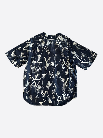 Louis Vuitton Navy & White Leaf Baseball Jersey