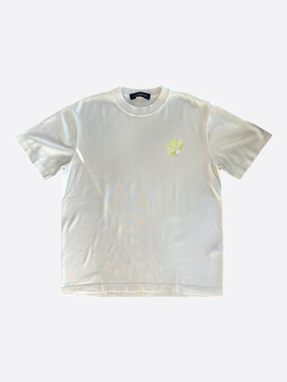 Louis Vuitton White & Yellow Pin Logo Embroidered T-Shirt