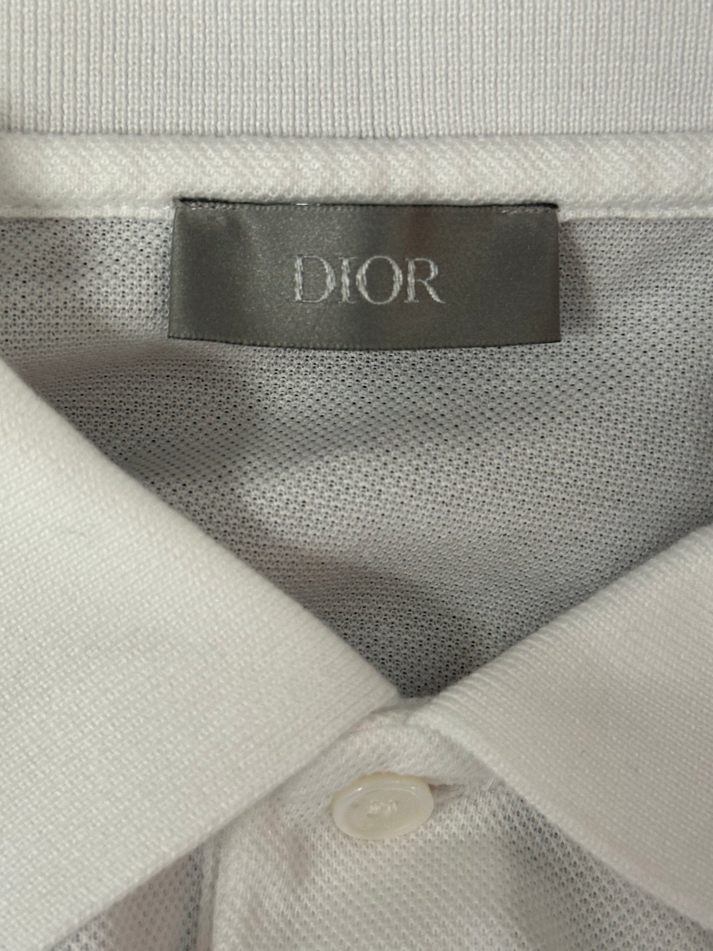 Dior Judy Blame White & Black Pin Embroidered Logo Polo T-Shirt
