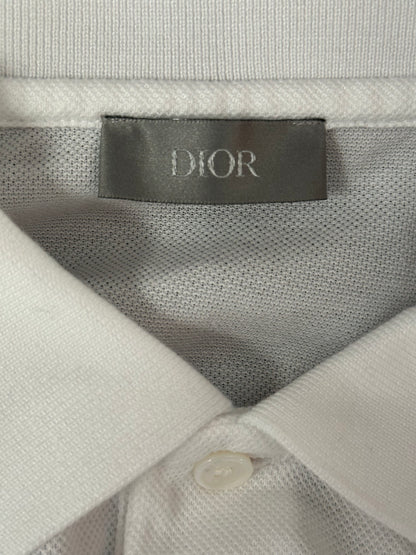 Dior Judy Blame White & Black Pin Embroidered Logo Polo T-Shirt