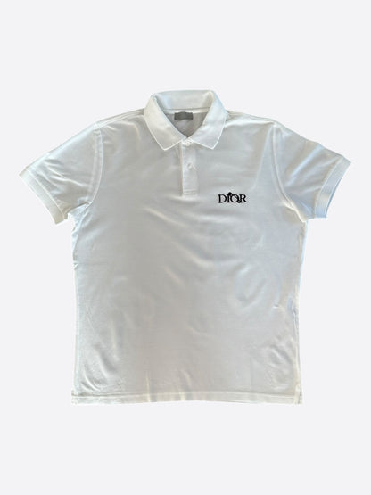 Dior Judy Blame White & Black Pin Embroidered Logo Polo T-Shirt