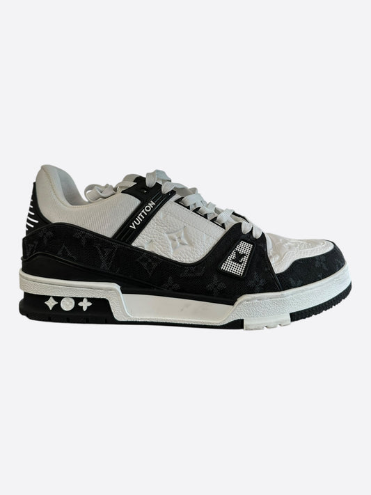 Louis Vuitton Black & White Denim Monogram Trainers