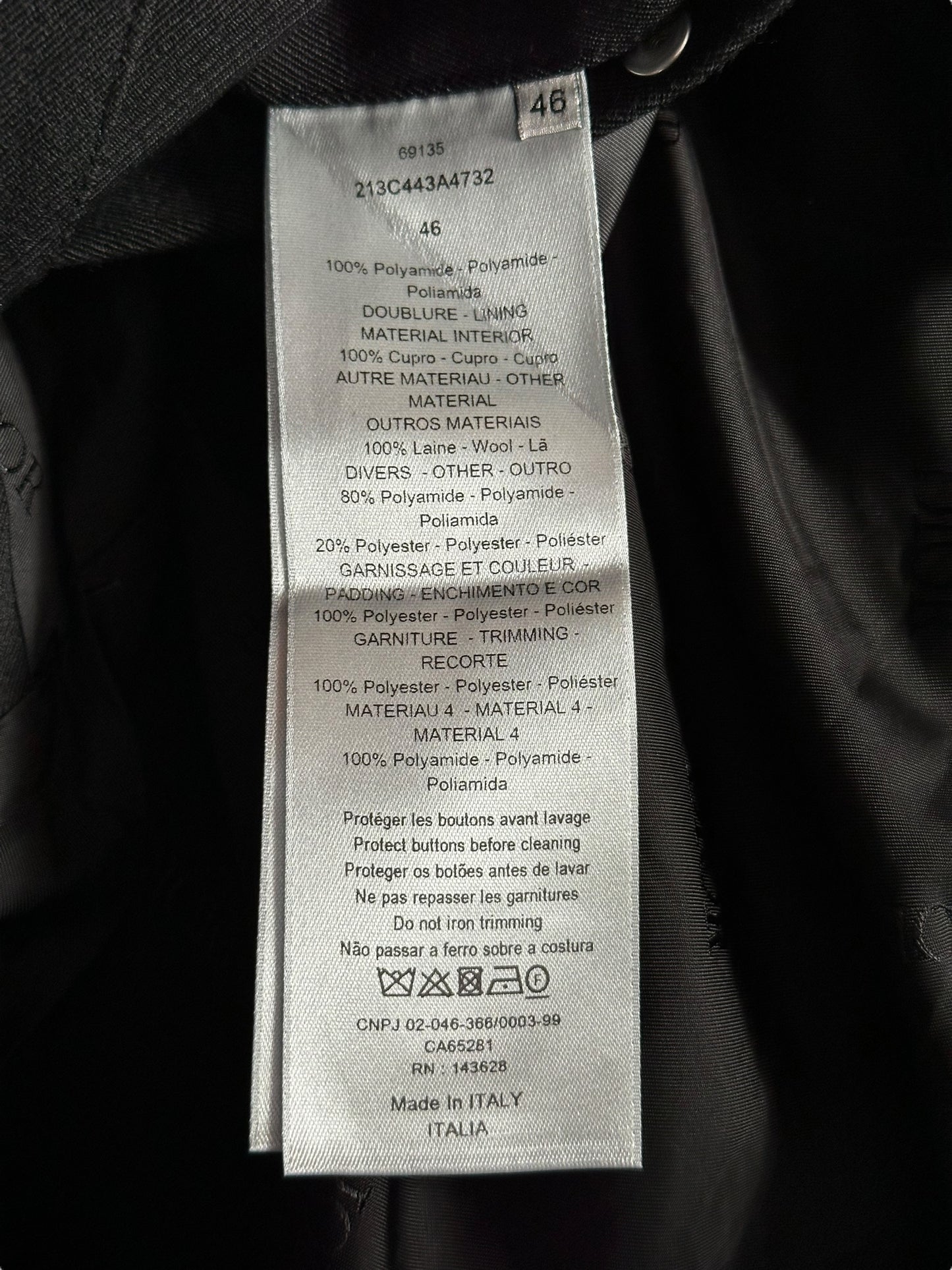 Dior Sacai Black Hybrid Blazer Bomber Jacket