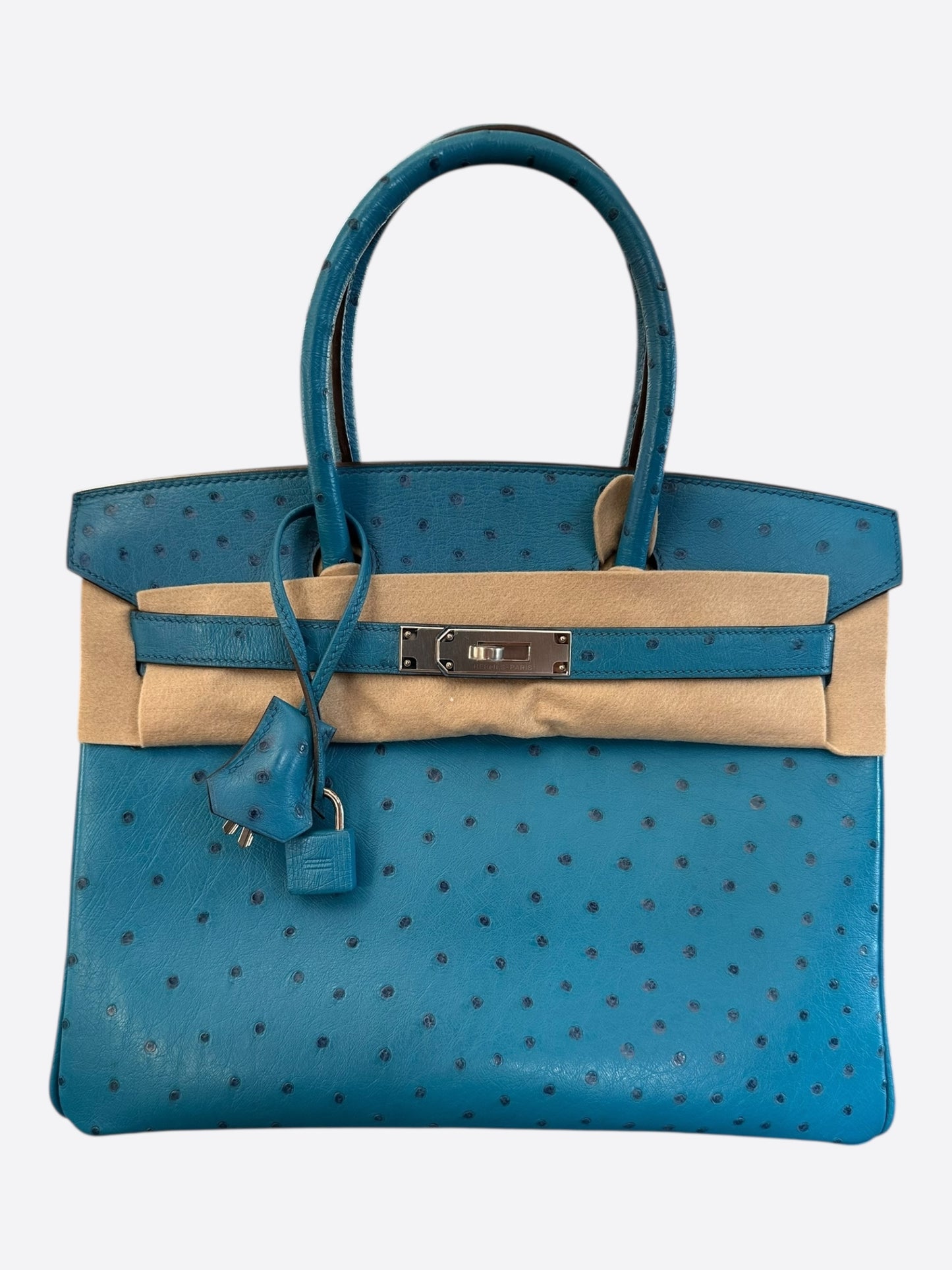 Hermes Blue Ostrich Birkin 30