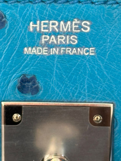 Hermes Blue Ostrich Birkin 30